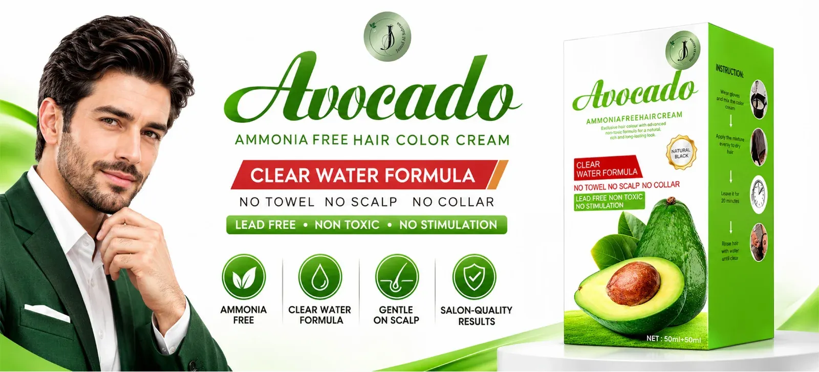 Avocado ammonia-free hair colour cream – Natural Black